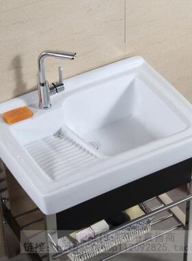 工厂直陶销XKV洗衣盆阳台洗衣洗盆带搓衣板瓷衣池