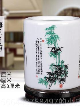 高档景德彩镇陶瓷装器仿古粉笔筒创意时尚办公书房饰摆件教师节礼