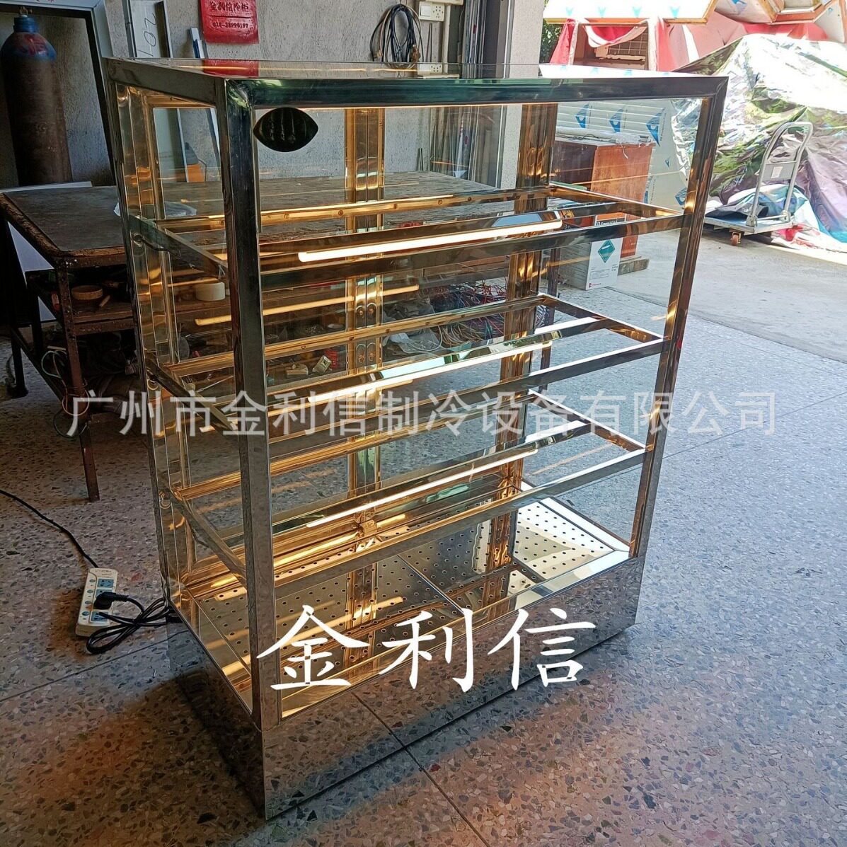 金利信牌直角多层架酥饼烤红薯加热柜薯条披萨保温陈列展示柜
