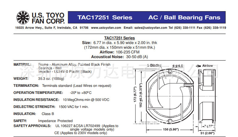 一个起订立即发货TOYO原厂物料TAC17251230HT风机