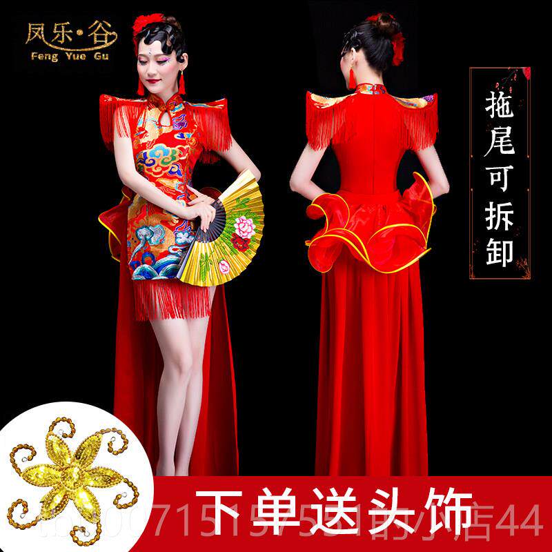 正品气开场舞舞蹈水服鼓舞打鼓服演出女国风鼓舞飞扬龙中大鼓演出