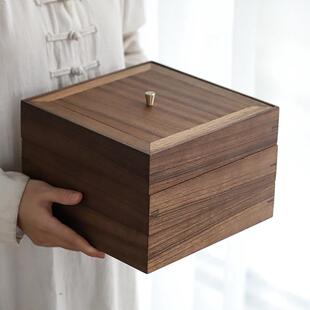 胡桃木桌面收纳加盒普罐洱茶盒51429多式层叠式茶叶抽屉储茶盒饼