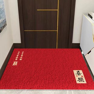 红色中式丝圈地垫入户门防滑耐磨门店进门脚垫门里门外玄关可定制