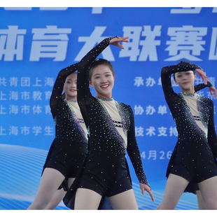 新款儿童成人爵士啦啦操比赛服满钻表演服爵士舞演出服