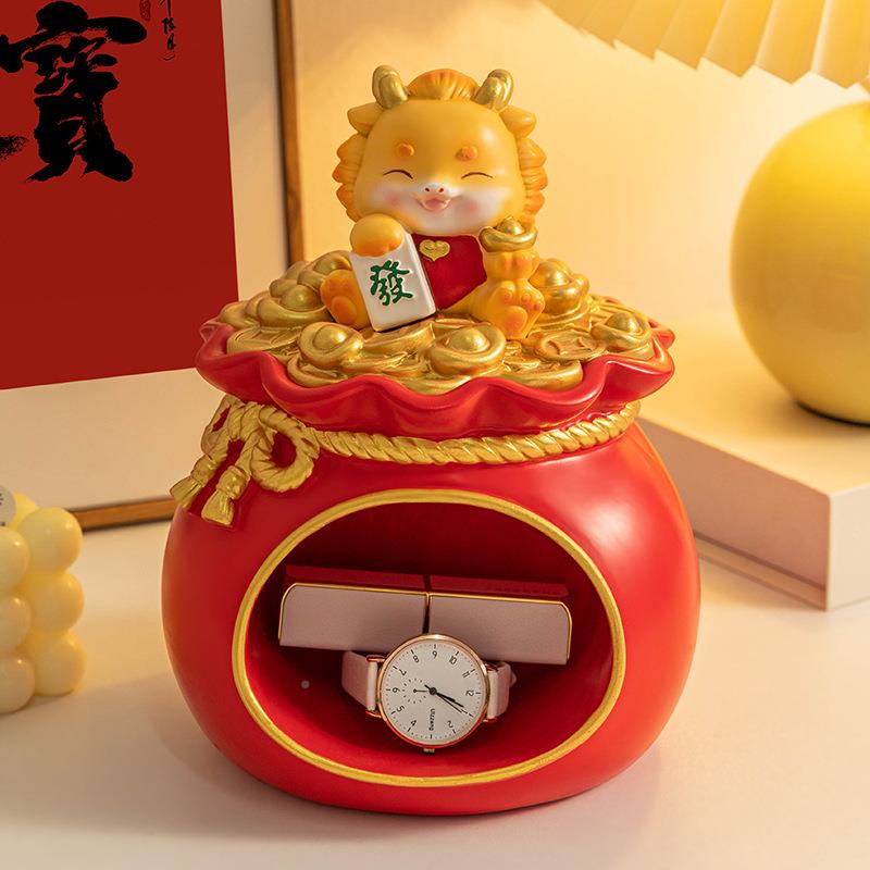 福袋龙款新轻奢纳高档树MM9666-7脂摆钥匙玄关收家居件茶几装饰龙