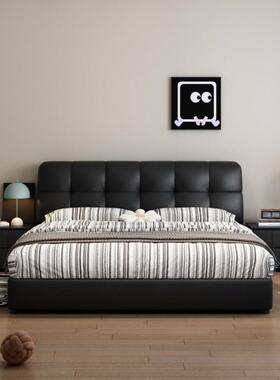 意式床主卧床现代约1.米小户型床黑色泡LQB芙软5婚包床储简物床厂