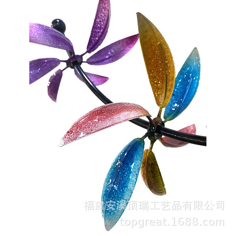 园艺属摆件七彩旋转叶插件庭院花风园金片田园装DR-H144饰铁艺太