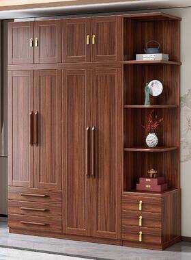 款黑胡桃木实木衣卧柜加高边柜柜新主HOL婚房大容顶量储物衣橱