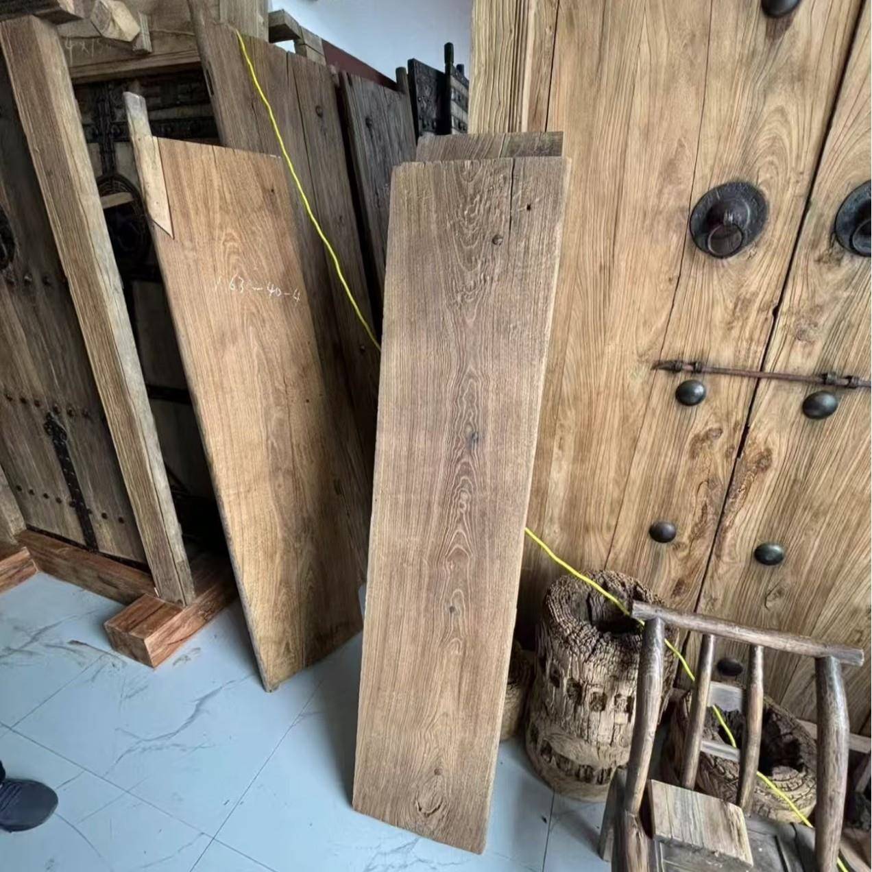 老榆木门板台旧木板大板古旧SIY怀楼梯踏步茶桌茶吧台面书架复榆