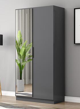 W8衣柜小型卧室家用柜子组合济带镜子体出租房经挂衣户收VKE一纳