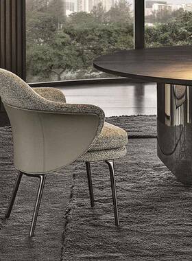 2326C式轻扶奢极简靠背椅现代简约铁酒艺布艺意手椅设计师店餐厅