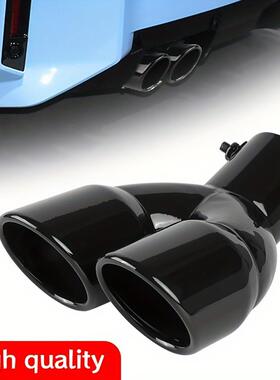 28550汽车气口双筒后排气尾声管消器烤进漆黑汽加厚排气口不锈钢