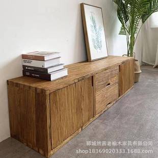复抽屉式 收饰ROM纳柜实木落地电视古柜 老木斗柜民榆宿酒店靠墙装