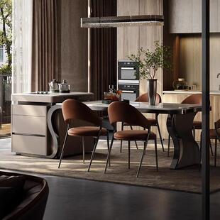 理石岛茶餐桌茶盘一体2025新款高端家台用轻奢茶台大桌ZPJ二合一