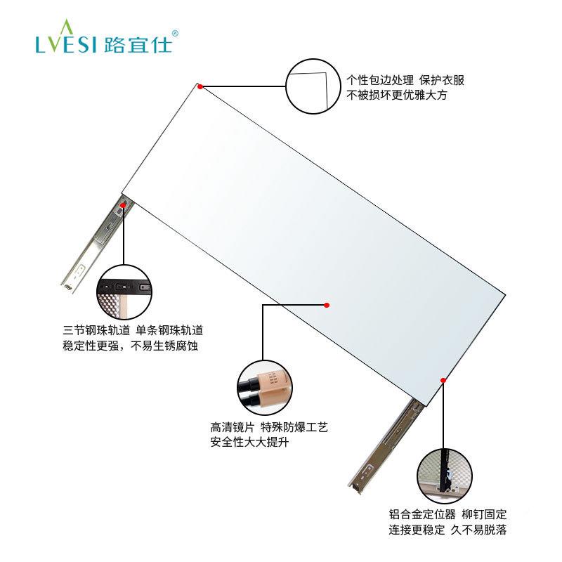 衣柜镜全身穿衣VCL衣镜橱内置缩推拉旋转镜隐形伸镜折叠试衣卧室
