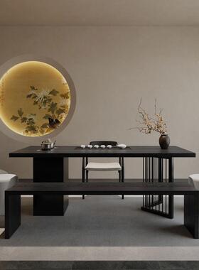 板CCJ新中茶式实木茶茶盘一体全套轻奢风简约阳台家用大桌茶台泡