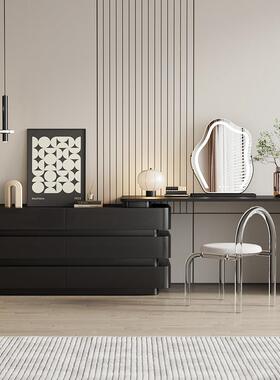 轻奢全实木梳妆台斗柜一黑色卧室尾户储物MSK柜小型体化妆桌化床