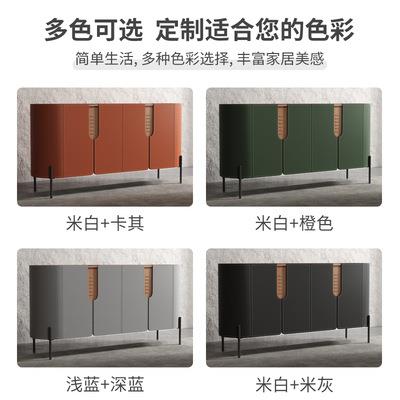 意2式极简马鞍皮HBO餐边柜米计卧室高款电视柜墙靠玄关柜设师储物