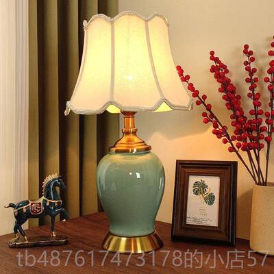 正品主中式陶瓷台卧室床头灯客厅高角几灯美式简约覆古端灯卧室装