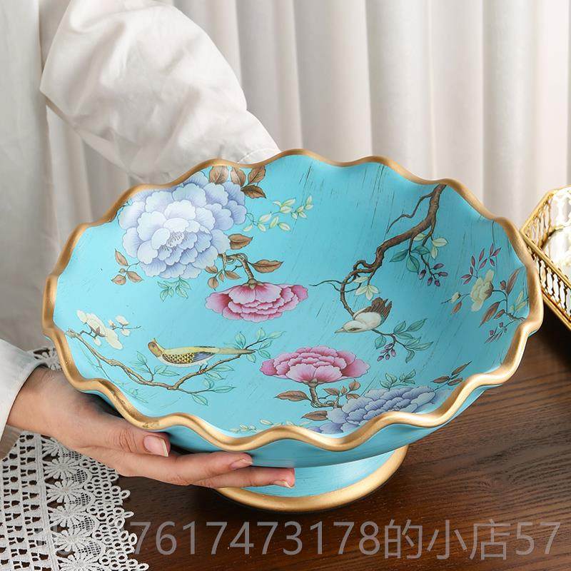 正品美式花鸟陶瓷果欧式水客厅茶几餐桌糖果盘创意家居饰盘品装摆