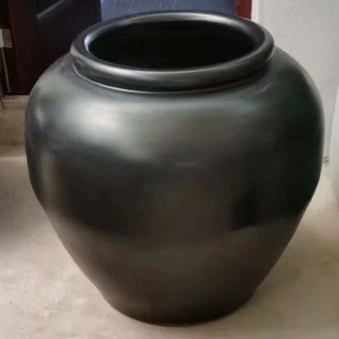 欧美创意黑色花瓶摆件时尚简约居家玄关客厅餐桌装饰陶瓷花器摆件