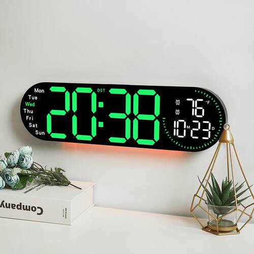 新品挂钟多功能时钟客厅钟表大屏LED数字双组闹钟正倒计时5509