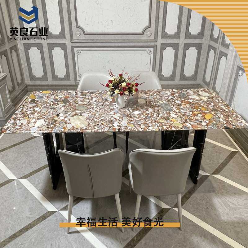 意式极简小户型大户型长方形家用客厅现代简约大理石餐桌全石饭桌