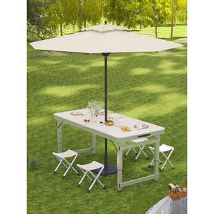 折叠桌子户外摆摊小桌子可折叠便携铝合金露营野外餐桌椅地智高圆