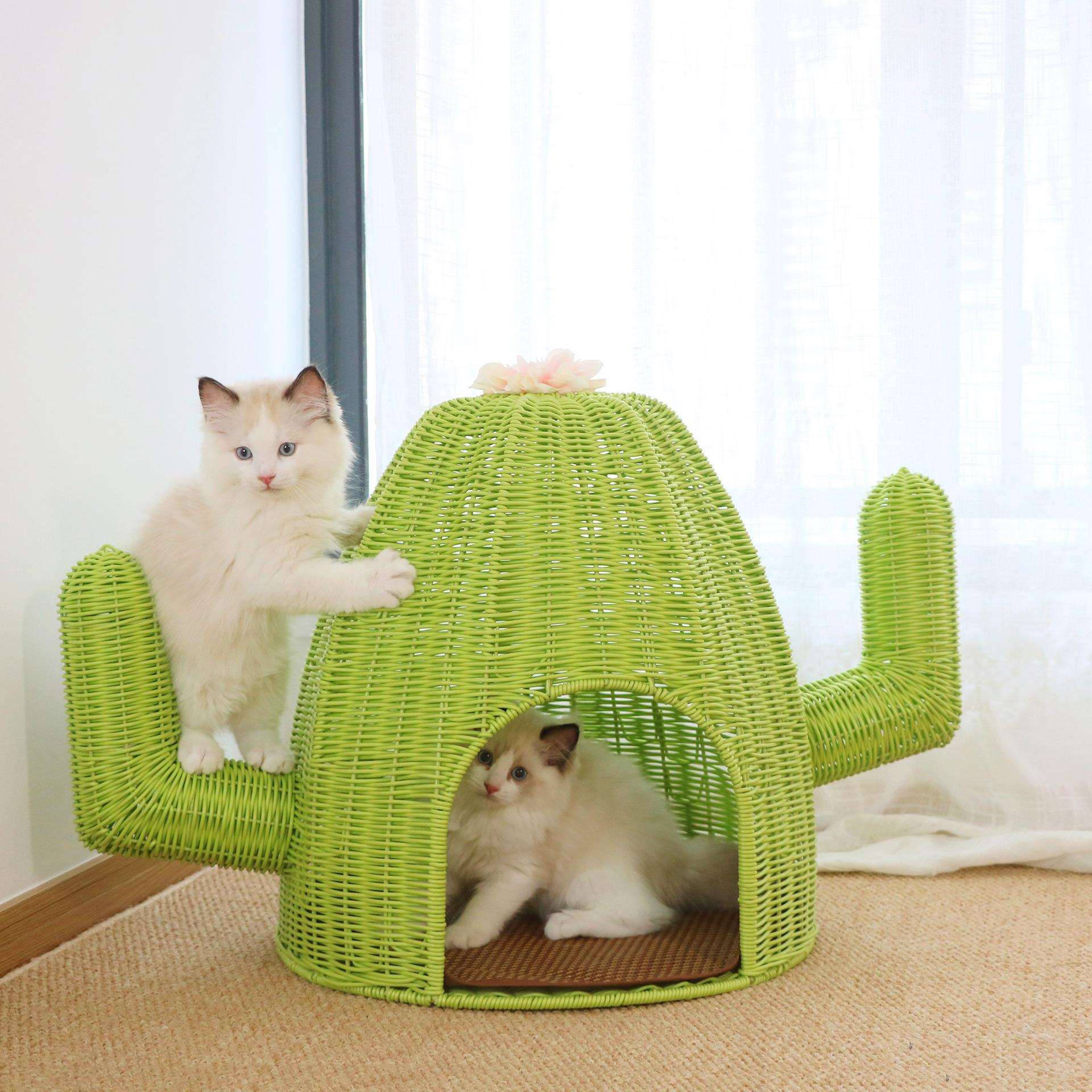 可水洗猫窝藤编猫窝宠物用品草编猫窝藤条猫窝半封闭宠物用品