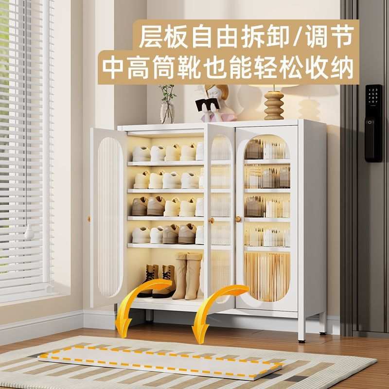 鞋箱楼道门外室内多层收纳柜钢制带门鞋柜大容量家用门口简易鞋架