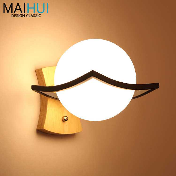 日式木艺床头壁灯卧室简约北欧创意过道酒店民宿网红ins实木灯具