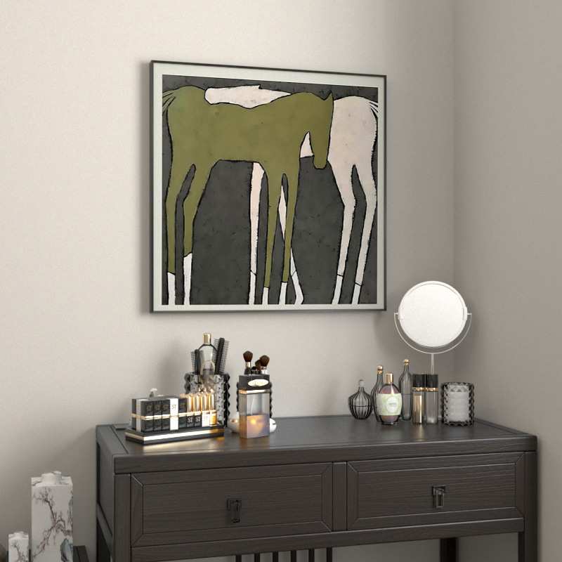 依偎 现代简约小众油画卧室床头抽象画印象派动物艺术客厅装饰画