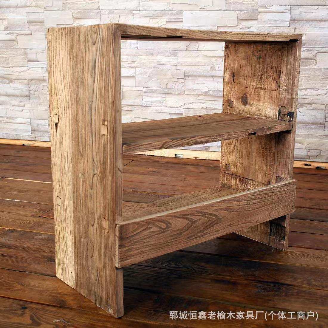 老榆木门板北欧沙发边几实木电话角几现代简约床头柜休闲换鞋架子