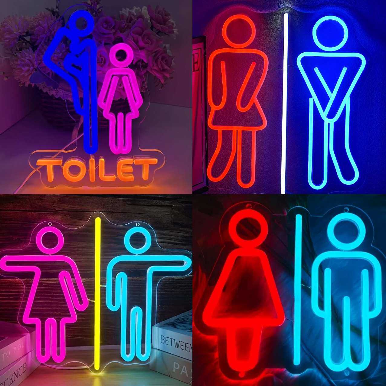 厕所霓虹灯墙壁装饰发光字LED商场酒店KTV酒吧洗手间卫生间Toilet