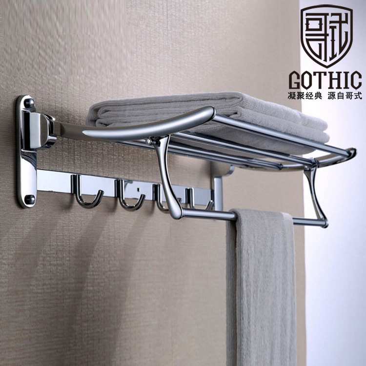 哥式GOTHIC金色浴巾架折叠毛巾架带挂钩不锈钢浴室置物架卫生间