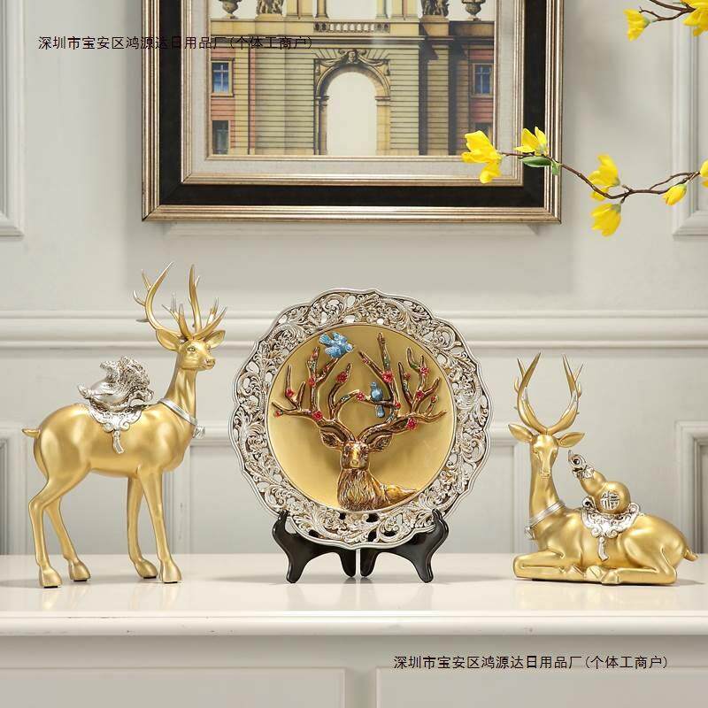 欧式玄关酒柜装饰品家居摆设软电视柜客厅美式鹿摆件创意工艺包邮