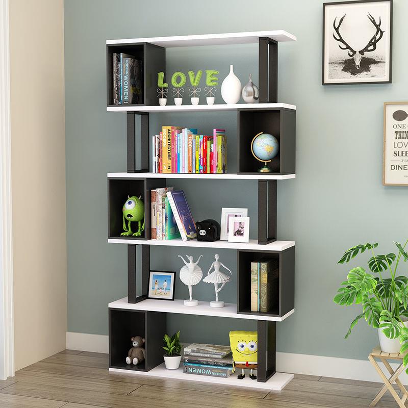 简书架落地客厅置物见包装架卧室纳约架储物收柜简现公室易网红书