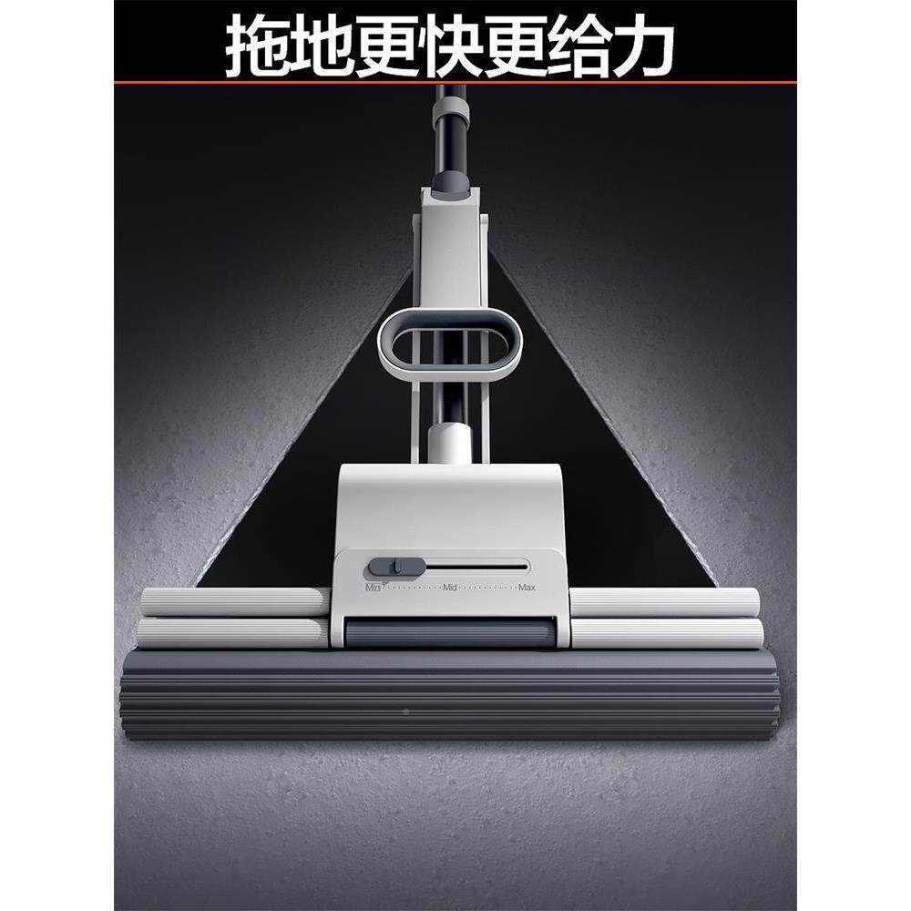 胶棉拖把家用海绵滚挤布墩擦木轮321地板免手洗吸水水拖布一拖净