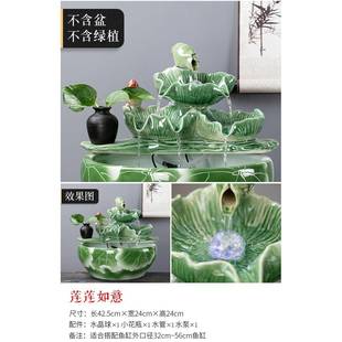 lt101818自动流鱼缸摆件鱼盆过喷陶泉瀑布室内家用招财瓷水循环水