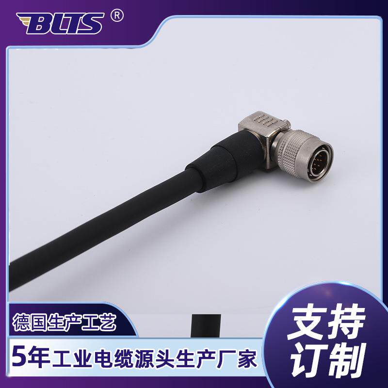 1高2芯XFC工业相电源触发线弯头灰点连觉接线柔拖链机视线束兼容