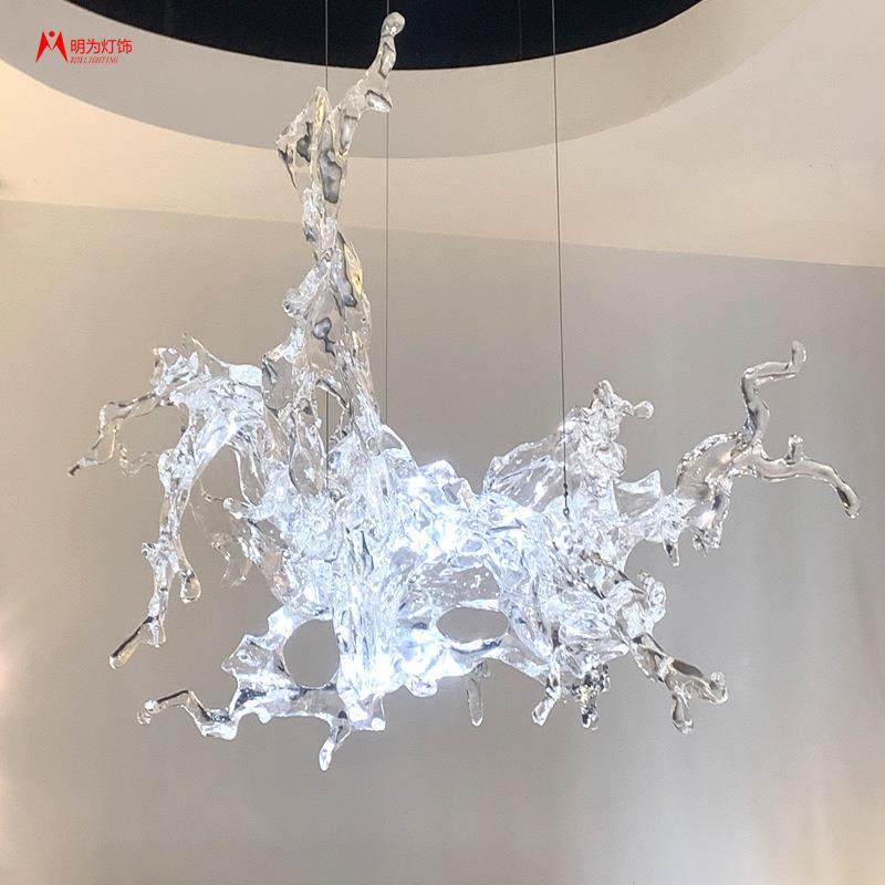 酒轻店大堂灯宴术会厅吊灯客中厅吸顶灯别墅楼梯灯710铂金艺山灯