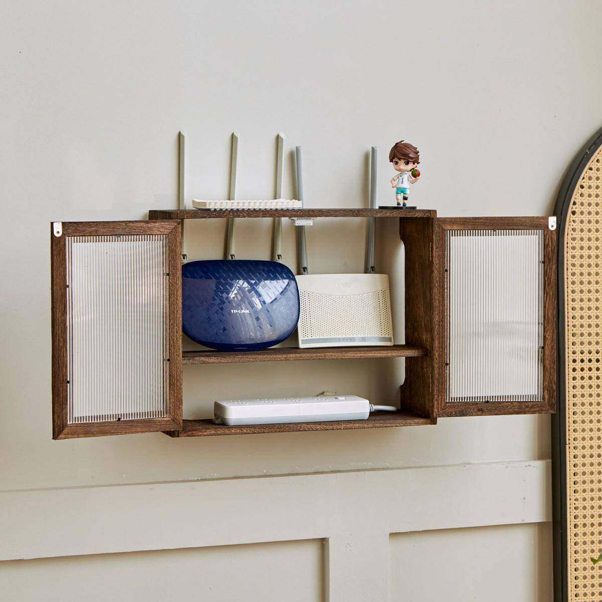 实木由器收纳厅壁盒挂置物架多媒体信息箱弱客电箱遮路687挡集线