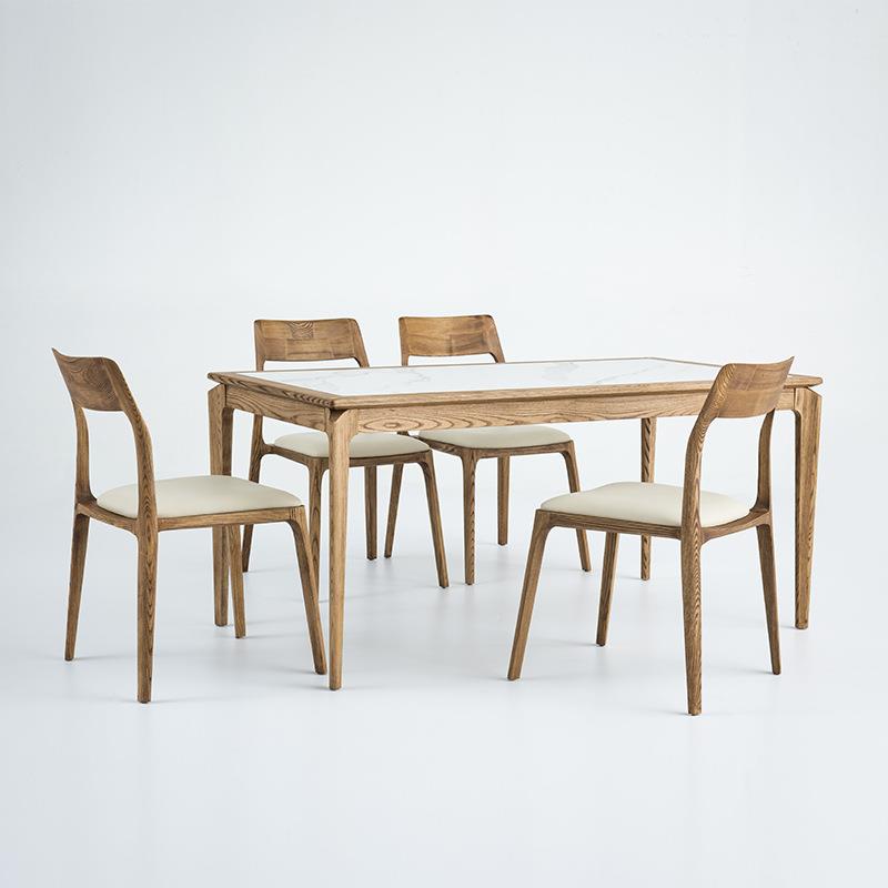 极白简现代新中式板全实木蜡木440小型岩餐户台餐桌简约桌子饭桌