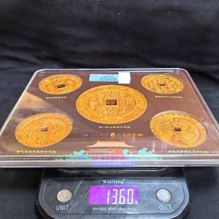 工品仿古鎏金铜山鬼五艺大珍无品牌/品钱花评雕母花钱级盒工艺品