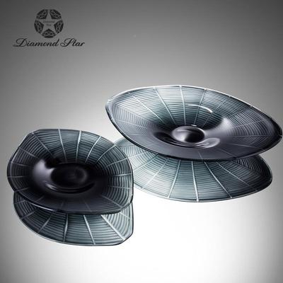盘软钻石星21159时尚彩玻色璃果盘摆件酒店前台摆件艺术品装大果