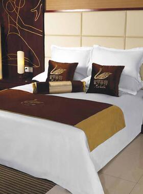 纯色简约客房布草色酒店白床单被套60SCFL-01缎纯棉床上用品套贡