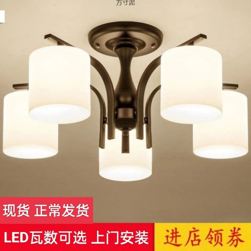 现代简约圆形LED铁艺玻璃吸顶灯