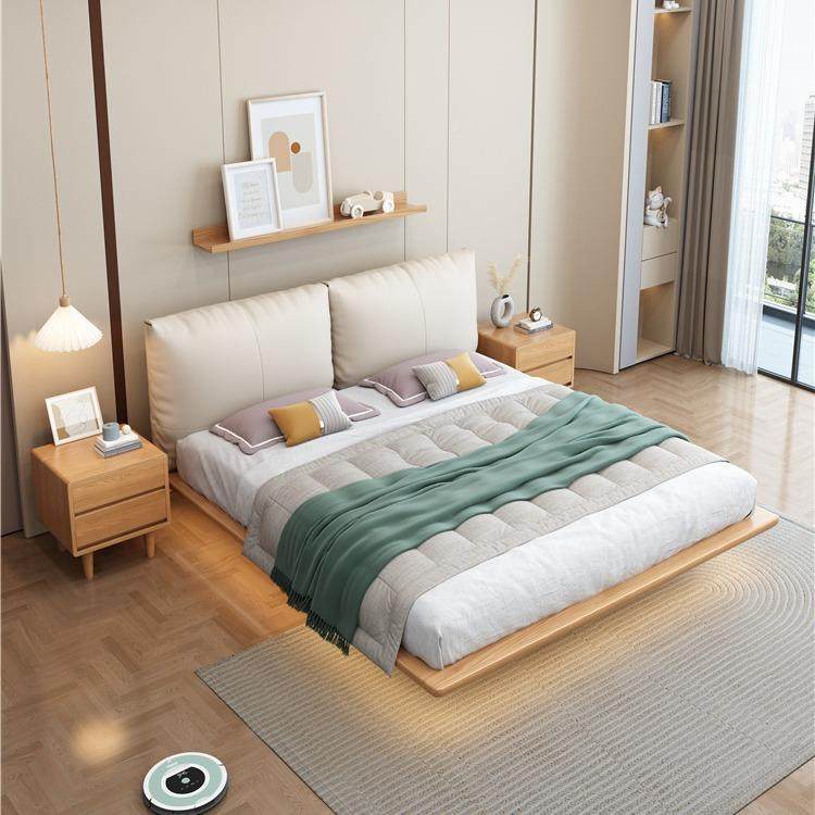 白CPC蜡木床软头悬浮无床现代简约主卧室床双人小户型榻榻米靠实