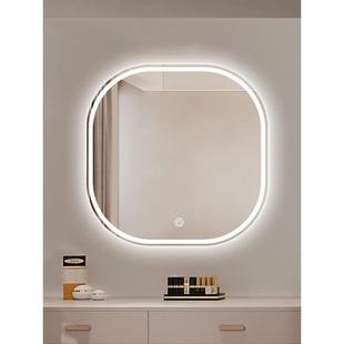 妆台镜子智HLK能卧led化妆镜室带灯方形圆角梳妆镜挂墙梳挂壁式 新