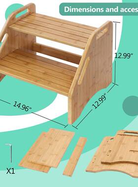 儿童OJB洗漱台踩凳宝氏宝手台阶凳垫脚凳带扶翻手防侧蒙学洗习塔